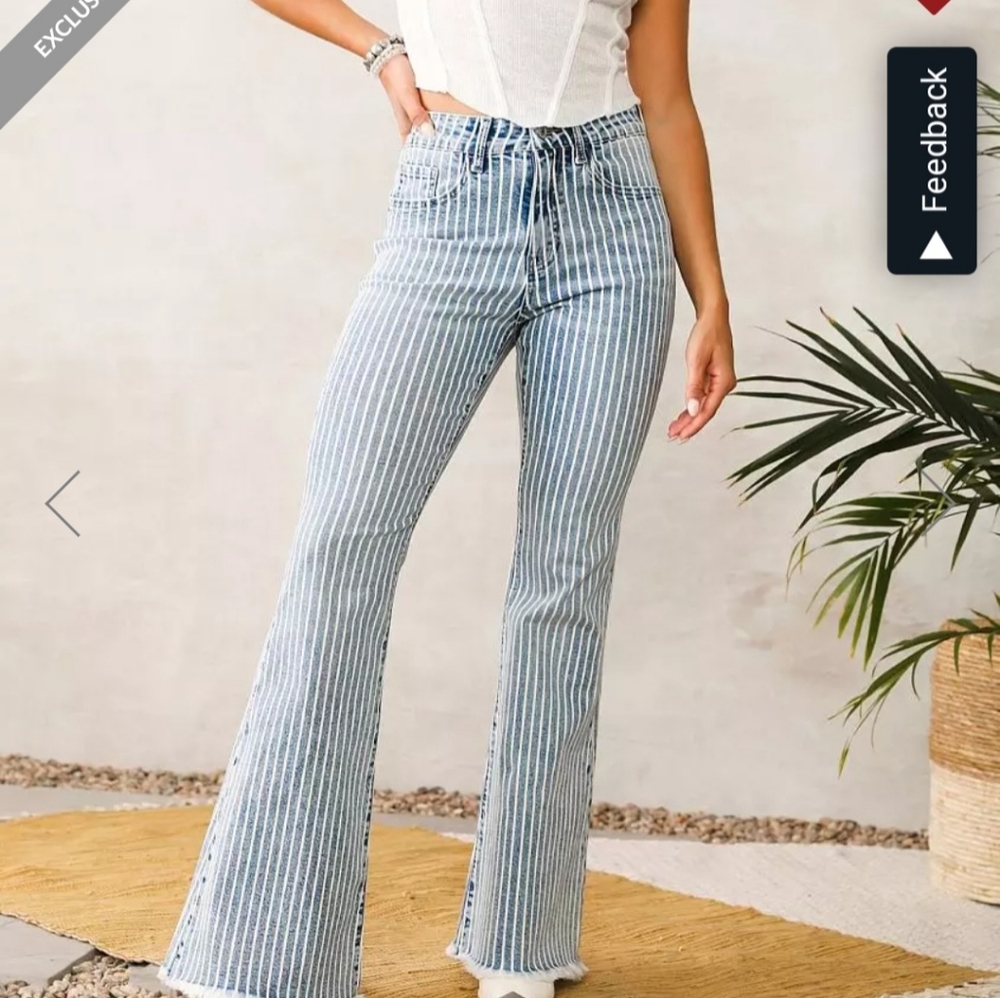 Willow and Root Flared striped jeans